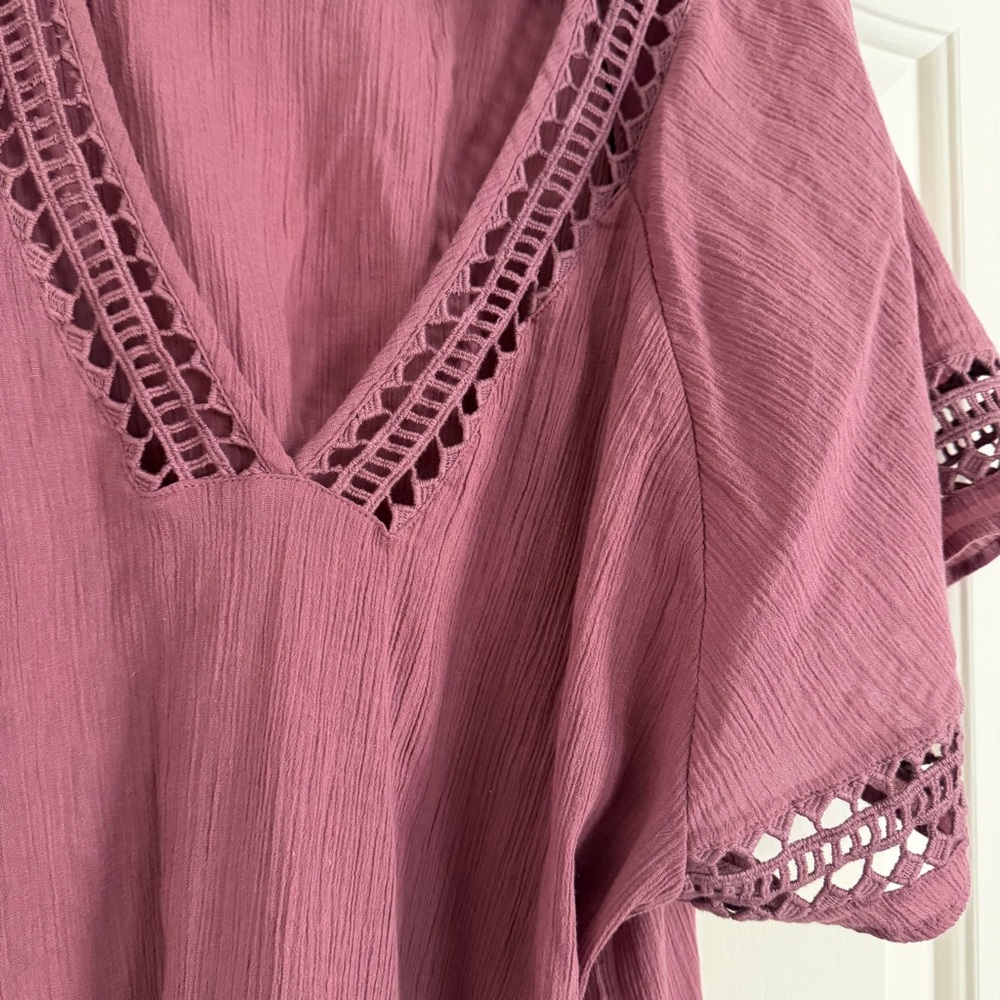 O’Neill Mauve Crochet-Trim Top (Boho) M